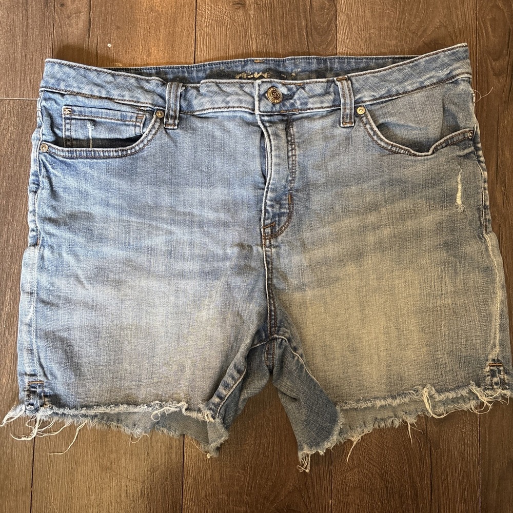 Seventy Seven Women's Denim Jean Shorts Size 16 Cutoff High Rise Medium Wash‎ 4"